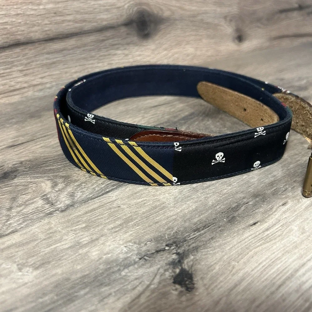 Polo Ralph Lauren Varsity Skull Needle Nos Brass Buckle Needle Nose Belt 42-44